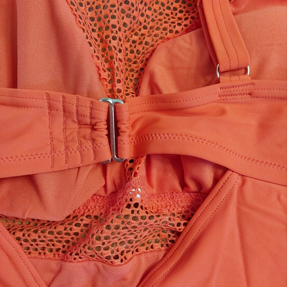 NEW NWT AdoreMe Plus Size Fiesta Orange Cloralin Contour One Piece Bathing Suit - Picture 5 of 7